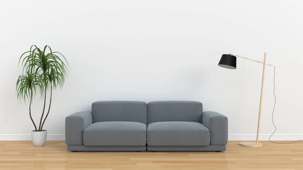 Grey Sofa Living Room Mockup Rendering — Stock Photo, Image