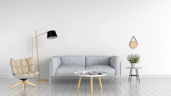 Sofa White Living Room Rendering — Stock Photo, Image