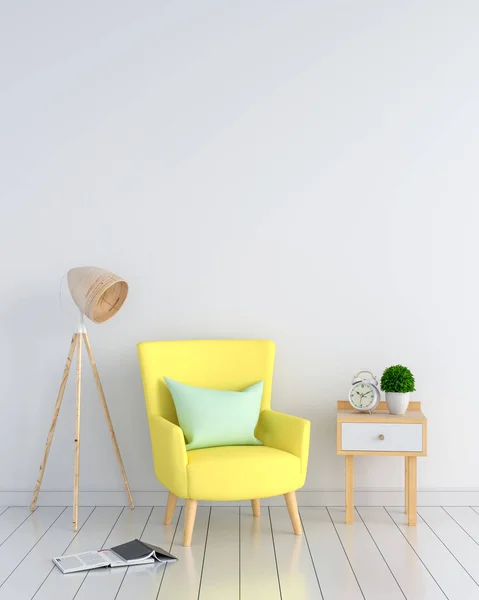 armchair in white room for mockup, 3D rendering