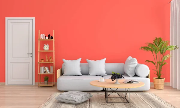 Sofa Table Orange Living Room Rendering — Stock Photo, Image