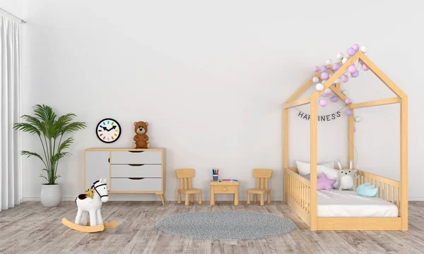 Weiße Kinderzimmer Innenraum Für Attrappen Rendering — Stockfoto