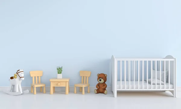 Interiér Pokoje Modré Dítě Pro Makety Vykreslování Objektů — Stock fotografie