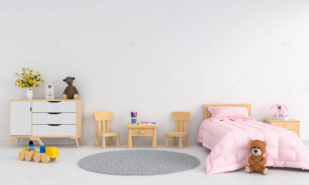 White children room interior for mockup, 3D rendering