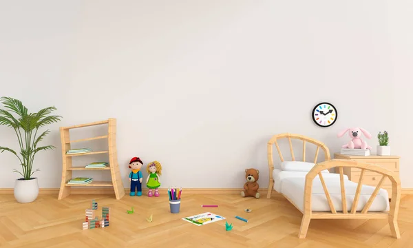 Λευκό Παιδικό Δωμάτιο Εσωτερικό Για Mockup Rendering — Φωτογραφία Αρχείου