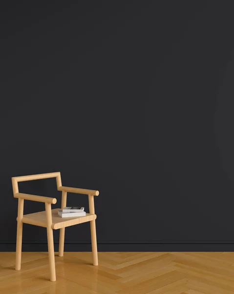 armchair in black room for mockup, 3D rendering