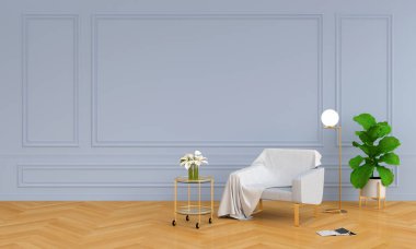 Gri kanepe lüks oturma odasında, 3d render