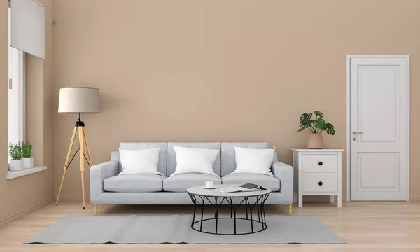 客厅里的灰色沙发和桌子 — 图库照片