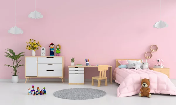 Рожевий Інтер Дитячої Кімнати Маскування Рендеринга — стокове фото