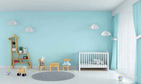 Hellgrünes Kinderschlafzimmer Interieur Für Mockup Rendering — Stockfoto