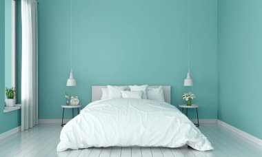mockup, 3d render için yatak odası iç