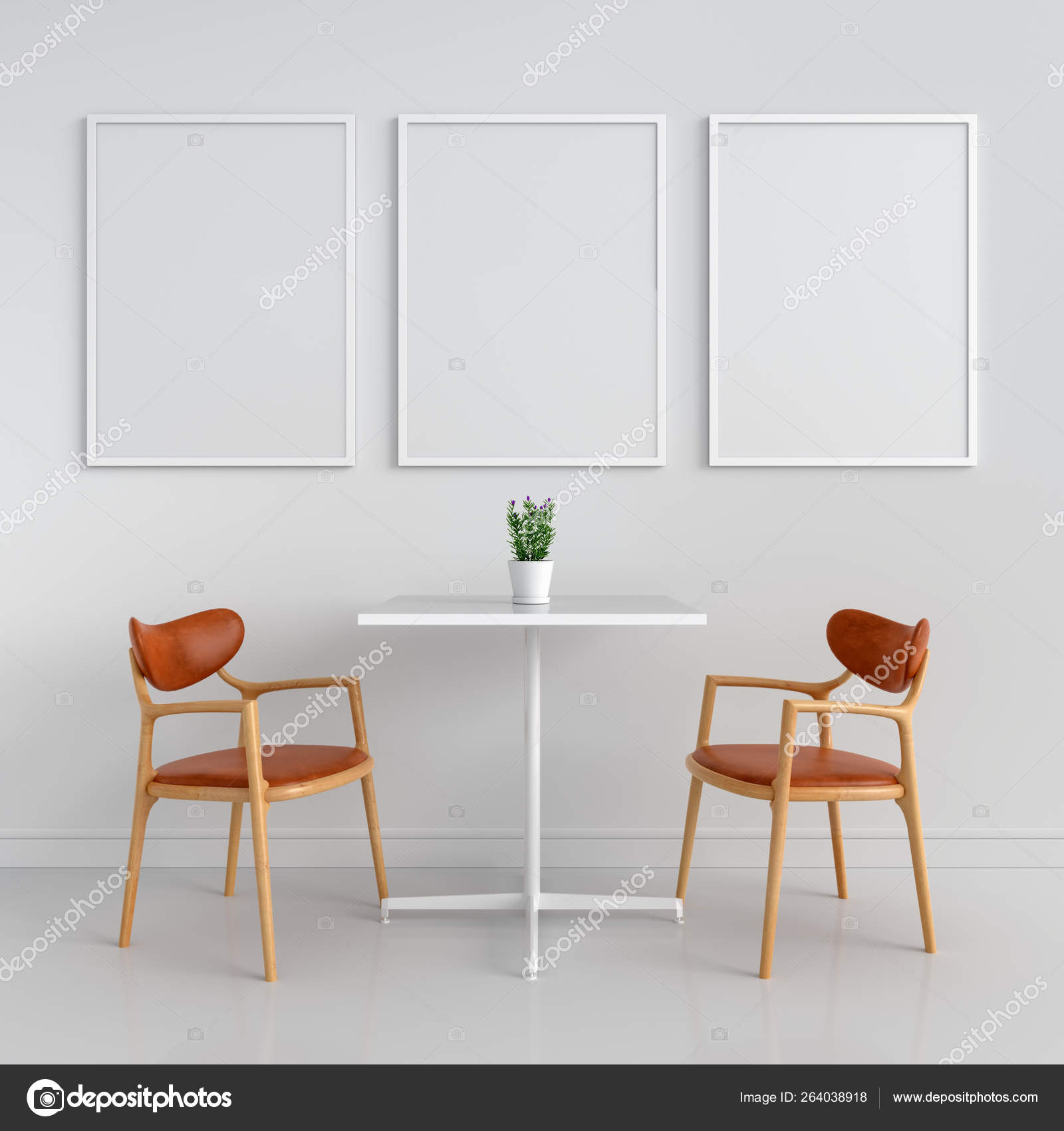 Download Three Empty Photo Frame Mockup Wall Rendering Stock Photo C Wuttichaijanglab 264038918 PSD Mockup Templates