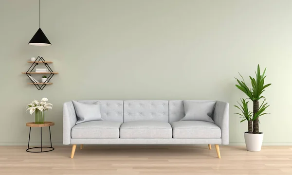 Graues Sofa Grünen Wohnzimmer Rendering — Stockfoto