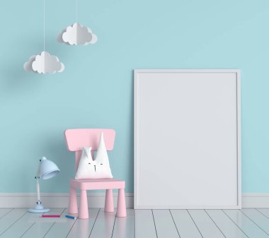 Mockup, 3d render için boş fotoğraf çerçevesi