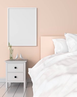 Mockup duvar, 3d render için boş fotoğraf çerçevesi