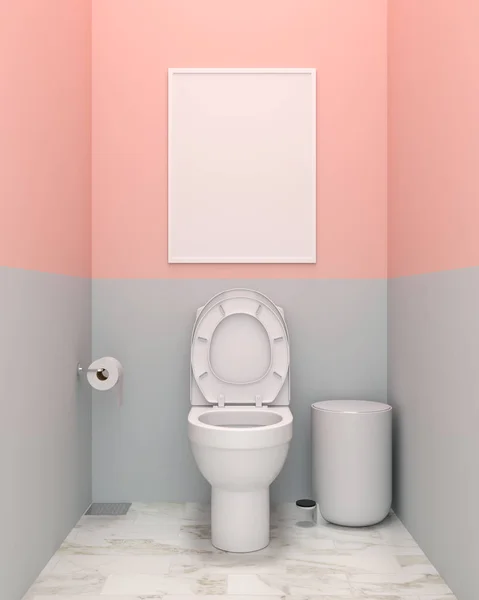 Blank Photo Frame Mockup Water Closet Toilet Rendering — Stock Photo, Image