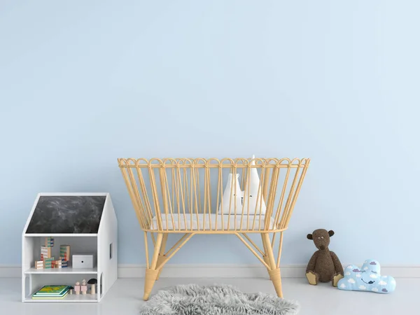 Dormitorio Azul Para Niños Para Maqueta Representación — Foto de Stock