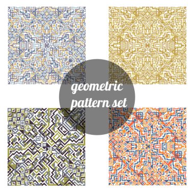 ulusal etnik geometrik desen çok renkli ve altın taklidi ayarla