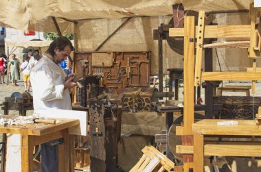 Pontevedra, İspanya - 1 Eylül 2018: Ortaçağ Feira Franca