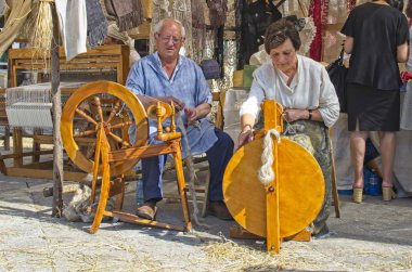 Pontevedra, İspanya - 1 Eylül 2018: Ortaçağ Feira Franca