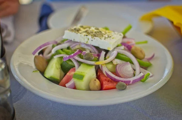 Salată Grecească Santorini Grecia — Fotografie, imagine de stoc