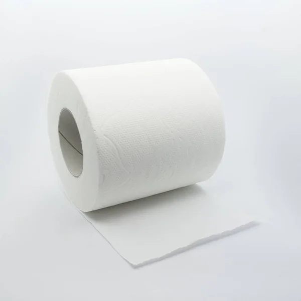 Girato Rotolo Carta Igienica Sfondo Bianco — Foto Stock