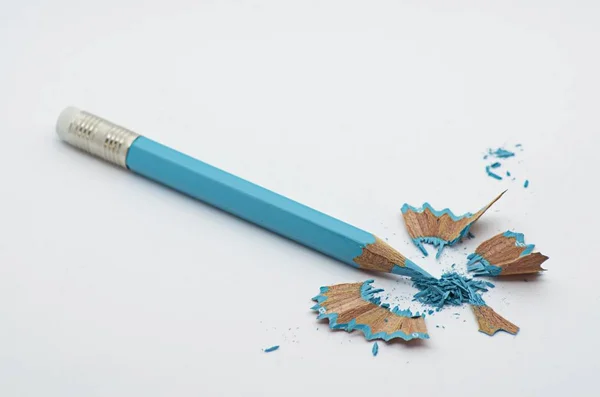 Kullanılmış Bir Çizim Mavi Kalem Için Closeup Fotoğraf — Stok fotoğraf
