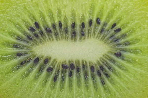 Detailfoto Der Halbierten Kiwi Frucht — Stockfoto