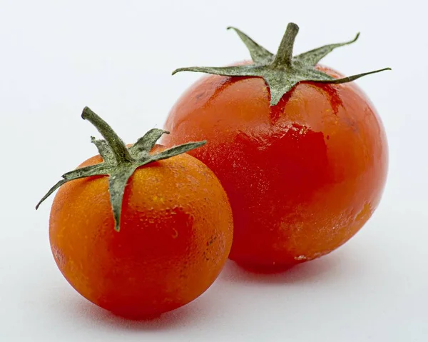 Closeup Photos Cherry Tomatoes White Background — Stock Photo, Image