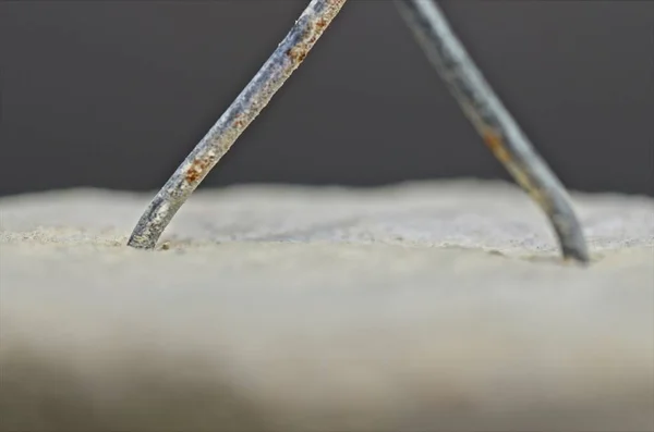 Detalle Espaciador Hormigón Sobre Fondo Negro Fotografía Macro Con Fuerte —  Fotos de Stock