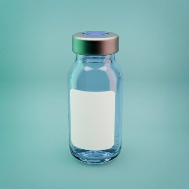 Aşı tüpü arka planda izole edildi. Sağlık hizmetleri 3 boyutlu illüstrasyon