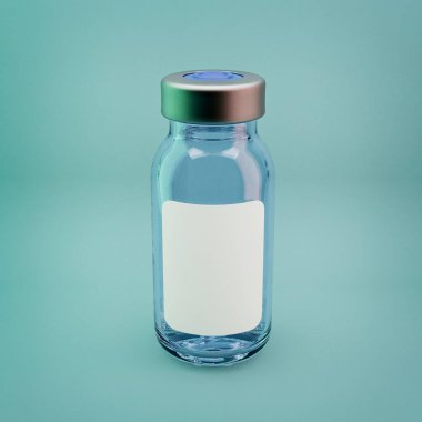 Aşı tüpü arka planda izole edildi. Sağlık hizmetleri 3 boyutlu illüstrasyon