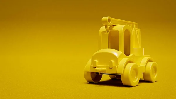 Caminhão Brinquedo Plástico Amarelo Fundo Amarelo Ilustração Crianças Brinquedos — Fotografia de Stock