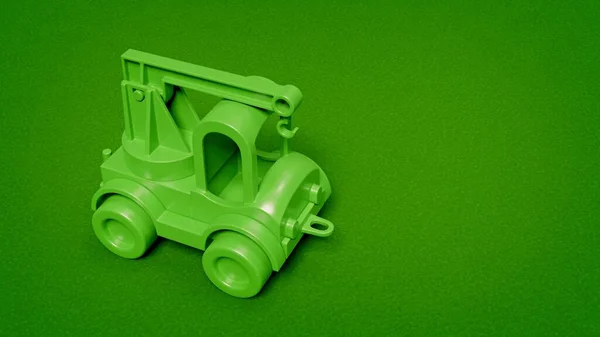 Camion Jouet Plastique Vert Sur Fond Vert Illustration Jouets Pour — Photo