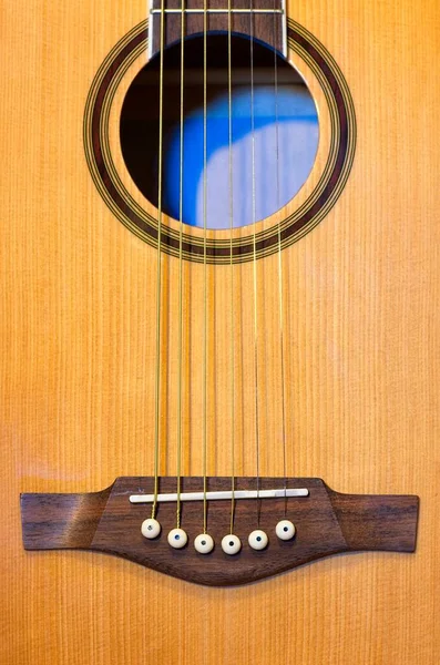 Chitarra Acustica Corpo Legno Naturale Arti Dello Spettacolo — Foto Stock