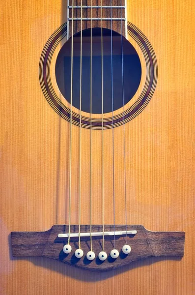 Chitarra Acustica Corpo Legno Naturale Arti Dello Spettacolo — Foto Stock