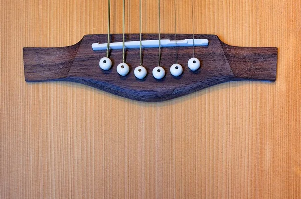 Akustikgitarre Natürliche Holzbrücke Darstellende Kunst — Stockfoto