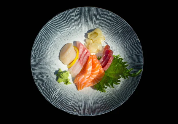 Een Bord Van Sashimi Dit Samen Met Sushi Zijn Misschien — Stockfoto