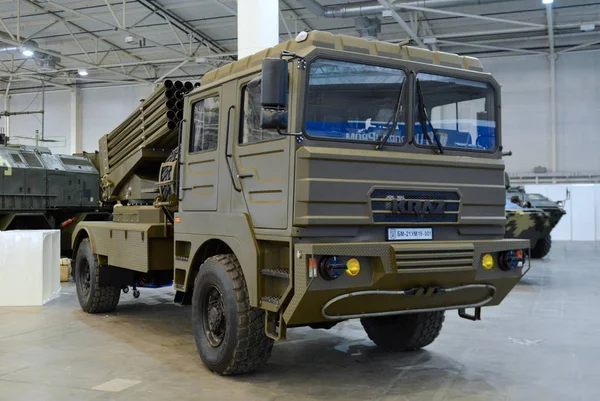 Kyiv Ucrania Octubre 2018 Equipamiento Militar Durante Exposición Internacional Especializada — Foto de Stock