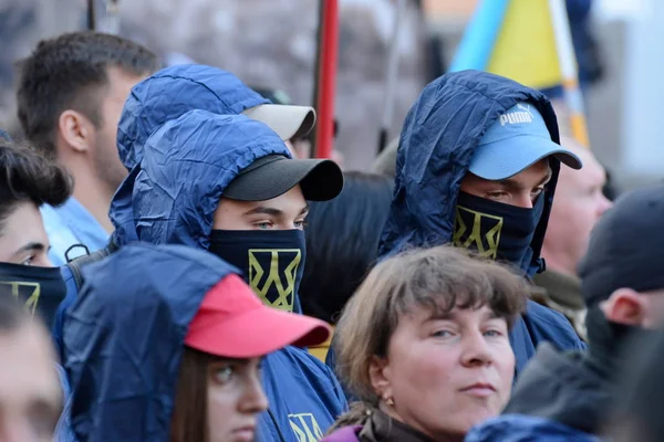 Киев Украина Октября 2018 Года Члены Националистических Движений Приняли Участие — стоковое фото
