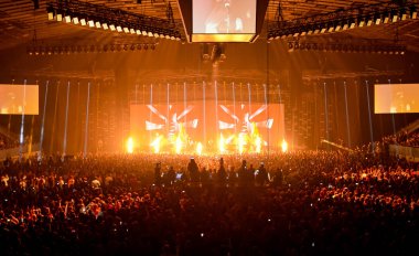 Kiev, Ukrayna - 19 Ekim 2018: Rock grubu Hardkiss 