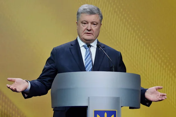 Kiev Ukrajna December 2018 Ukrán Elnök Petro Poroshenko Beszél Média — Stock Fotó