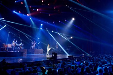 Kiev, Ukrayna - 11 Aralık 2018: Eski rock band 5' nizza üyesi. Ukraynalı şarkıcı Sergei Babkin Kiev'de gerçekleştirme
