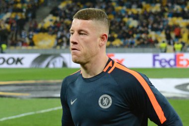 Kiev, Ukrayna - 14 Mart 2019: Ross Barkley Chelsea Fc Dinamo Kiev Kiev, Ukrayna Milli Güvenlik Olimpiyskyi Stadyumu'nda karşı Şampiyonlar Ligi Oyun sırasında. Chelsea 5-0 kazandı 