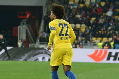 Kiev, Ukrayna - 14 Mart 2019: Willian Chelsea Fc Dinamo Kiev Kiev, Ukrayna Milli Güvenlik Olimpiyskyi Stadyumu'nda karşı Şampiyonlar Ligi Oyun sırasında eylem. Chelsea 5-0 kazandı
