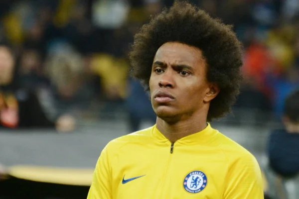 Kyiv Ucrania Marzo 2019 Willian Chelsea Acción Durante Partido Uefa — Foto de Stock