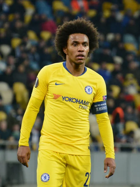 Kyiv Ucrania Marzo 2019 Willian Chelsea Acción Durante Partido Uefa — Foto de Stock