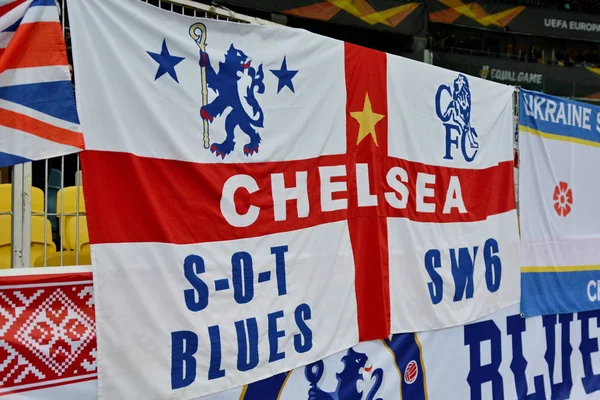 Kiev Ukraina Mars 2019 Chelsea Fläkt Flagga Uefa Europa League — Stockfoto