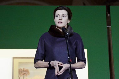 Kiev, Ukrayna - 26 Şubat 2019: Ukrayna Cumhurbaşkanı Marina Poroshenko 2014 forumda 