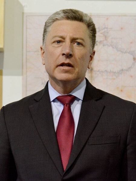 KYIV, UKRAINE - FEBRUARY 26, 2019: Special Representative of the US Department of State Kurt Volker during the forum "Amazing Stories of Crimea" devoted to the 5th anniversary of the military occupation of the Crimea by Russia in 2014