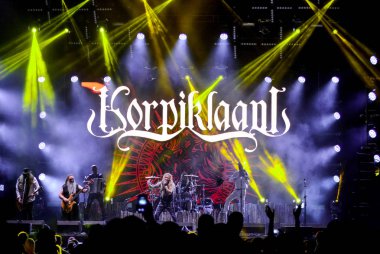 Kiev, Ukrayna - 12 Temmuz 2019: Müzik Festivali Sırasında Korpiklaani Atlas Weekend 2019